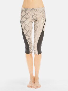 NWT Solow Women's Cropped Side Mesh Legging Blush Snake Print Size L